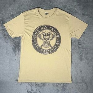 Give No Truces ’Til Valhalla Statement Skull Viking Streetwear Edgy Graphic Tee